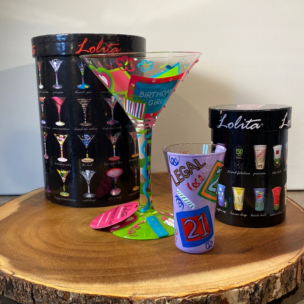 NEW & UNUSED LOLITA MARTINI AND SHOT GLASS